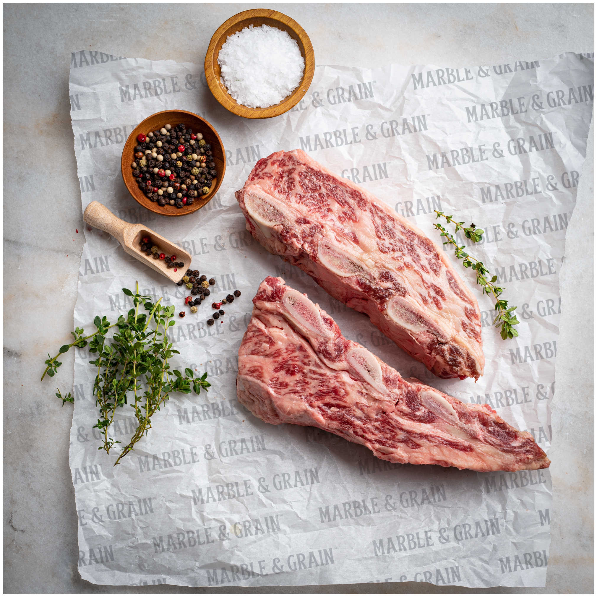 Marble & Grain 3-Bone Beef Flanken | 2 pcs x 1 | 2 - 3 lbs